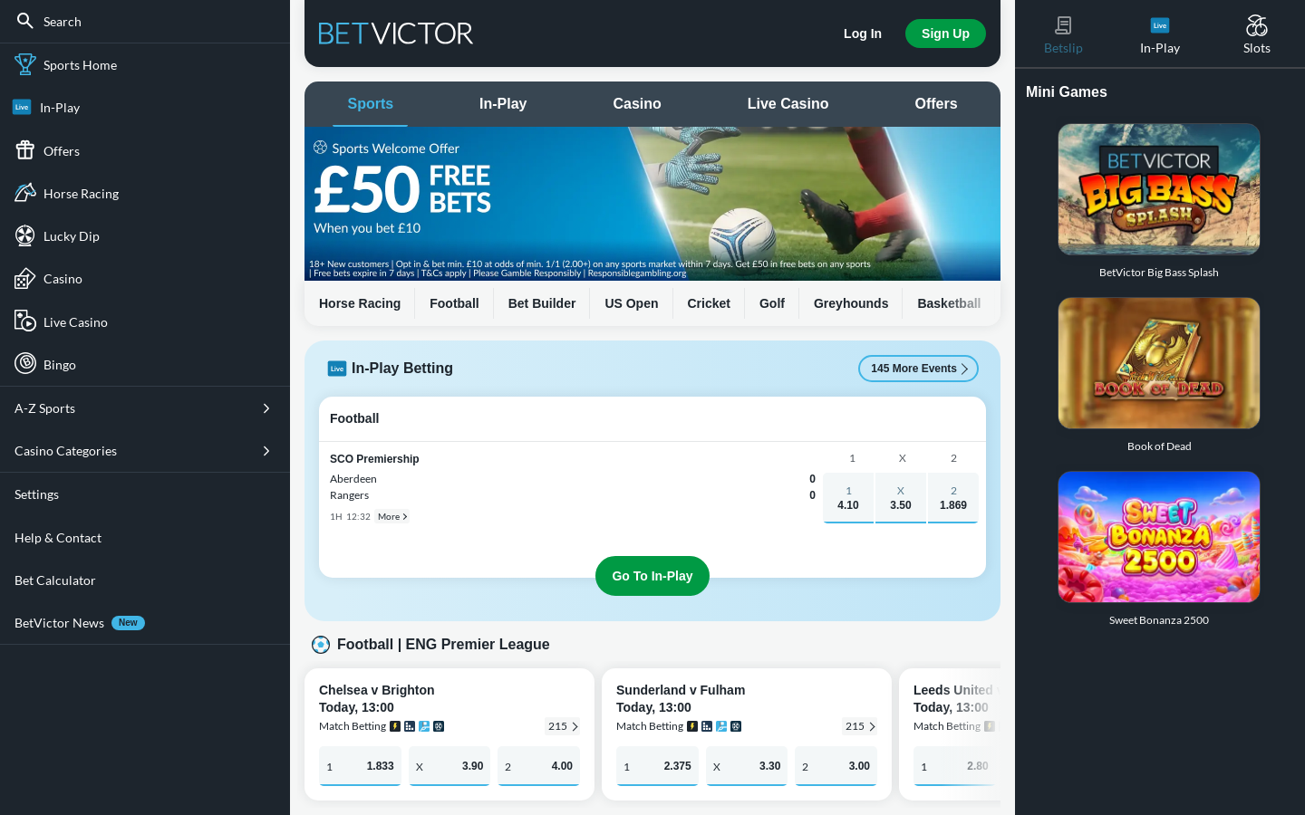 Betvictor homepage