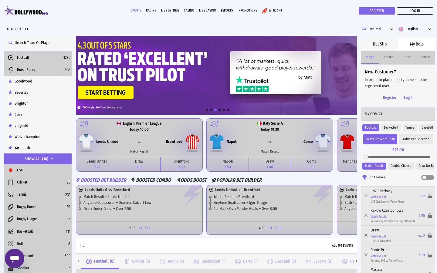 Hollywoodbets homepage