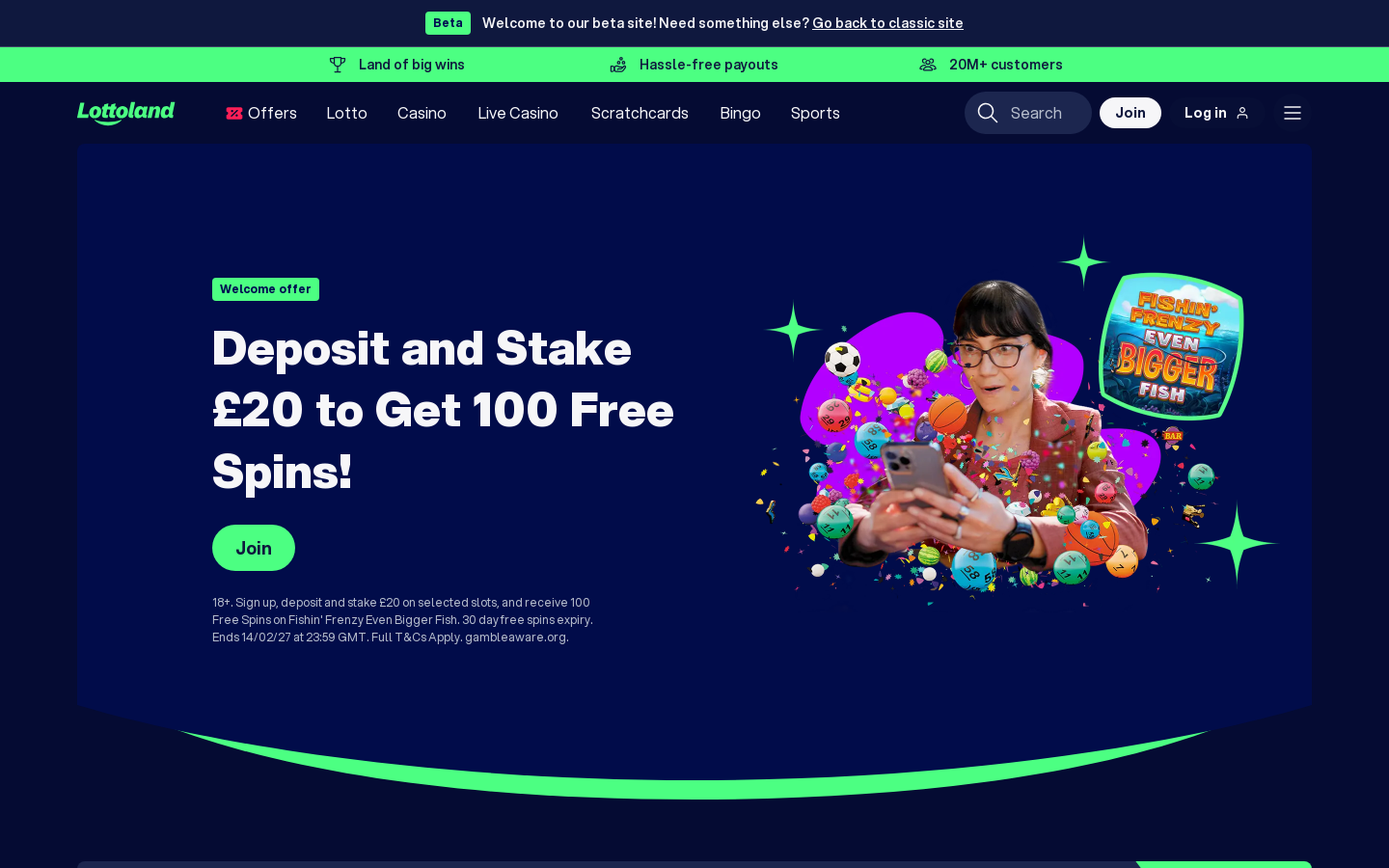 Lottoland homepage
