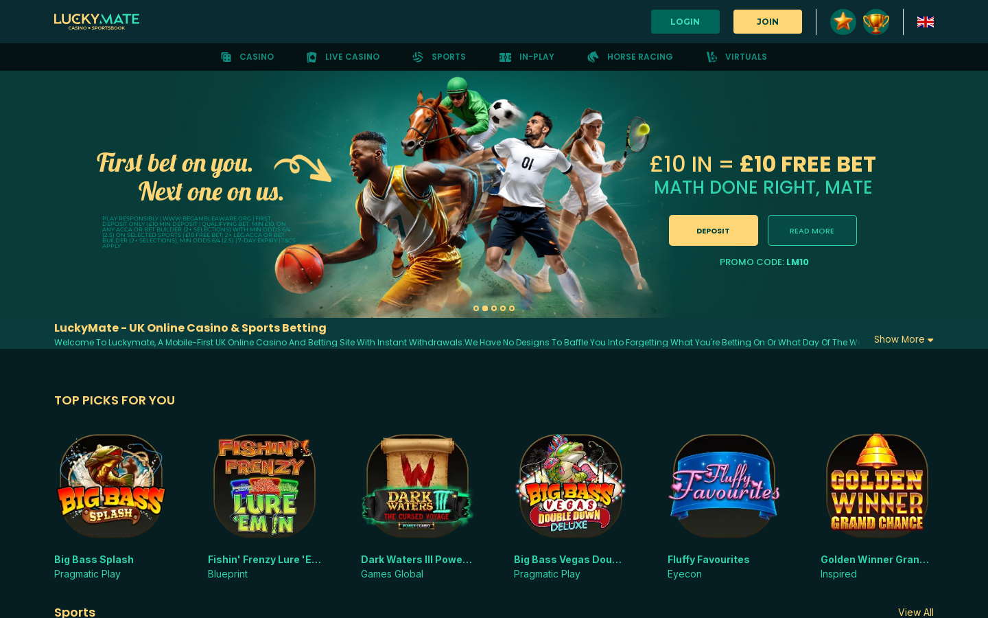 Luckymate homepage